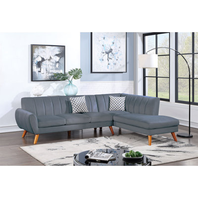 Ensemble de canapé modulaire en velours gris 2 pièces