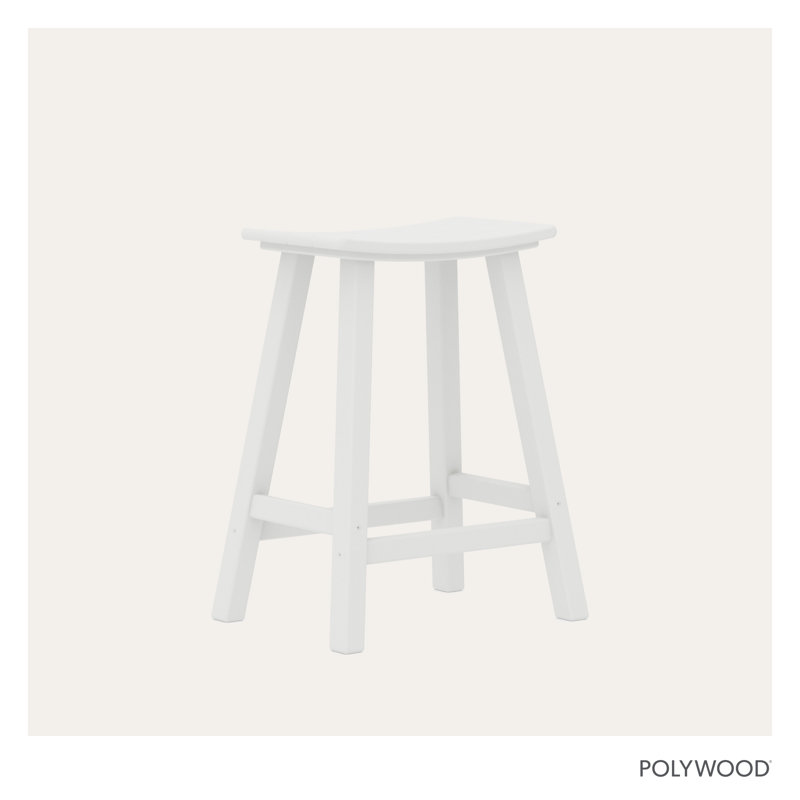 Tabouret de bar de jardin POLYWOOD, Blanc, H 24,75 po