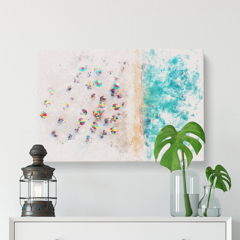 Miami Florida Beach Watercolour - Wrapped Canvas, 50cm H x 76cm W x 3cm D