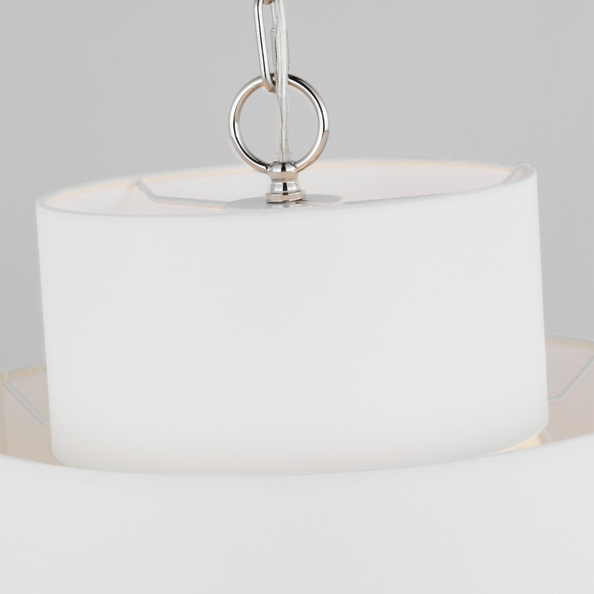 Linen Steel Dimmable Pendant, Polished Nickel, 1, 27.38" H x 15" W x 15" D