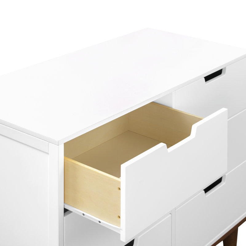 Marley 6-Drawer Double Dresser, White/Walnut