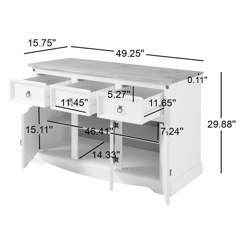 Corona 65.91'' Sideboard, Gray Wash, 29.88" H x 49.25" W x 15.75" D