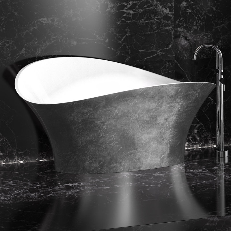 Vivian 69" x 31" Freestanding Soaking Bathtub, Silver Leaf
