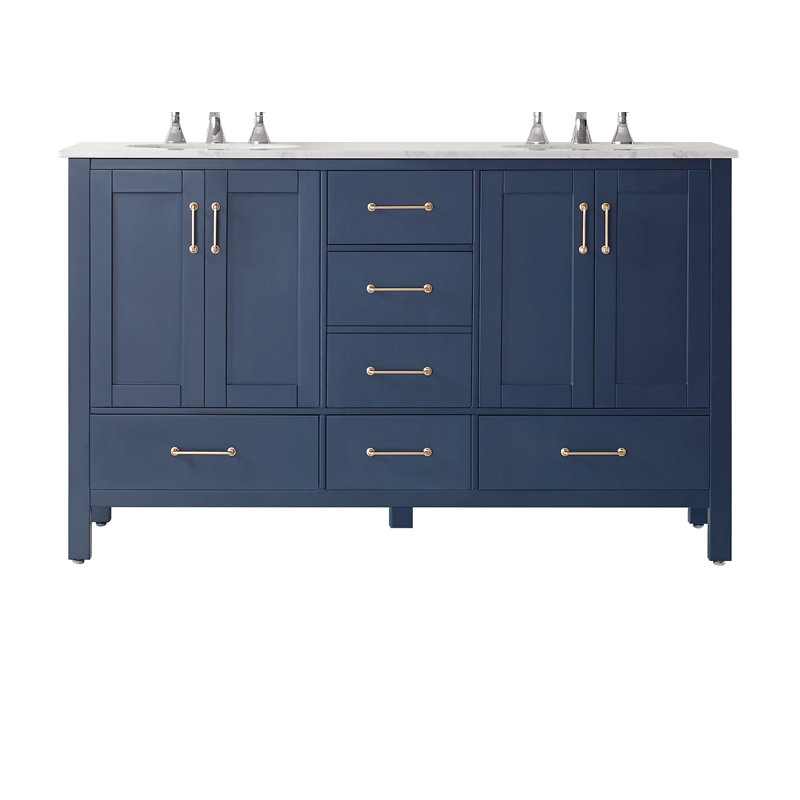 Gela 60'' Double Bathroom Vanity with Marble Top