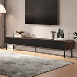 Walnut Veneer TV Stand with Four Drawers