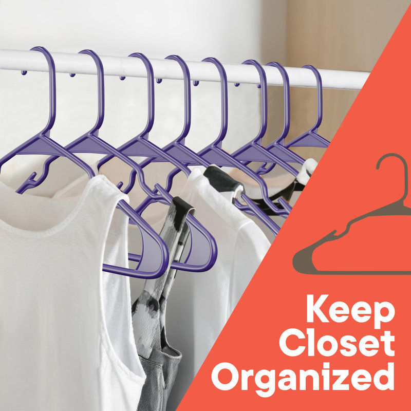 Cintres de qualité supérieure - Conception mince et compacte, plastique léger et durable avec rainures d'épaule intelligentes, utilisation polyvalente pour organiser la lessive, les manteaux et les vêtements