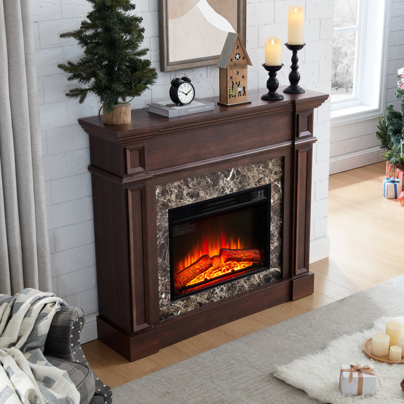 Produit de foyer électrique Cherry avec réglage de la flamme - l 39,44 po x P 11,78 po, H 45,54 po, télécommandée, lisse, unité de conception 3D contrôlée, flammes réglables, lisse