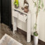 Entryway Table, Fluted Design, Oval Top, 2 Drawers for Entryway - Champagne White