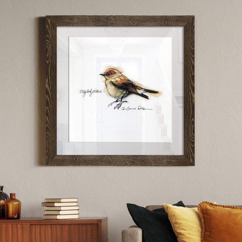Mixed signaux I-reproduction de peinture encadrée sur papier, H 31,5 po x l 31,5 po x P 1,5 po, Encadré de bois de noyer