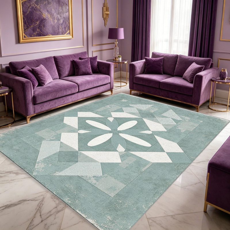 Dusty Teal Quilt Star Rug carpet-easy to clean, machine-washable, soft and comfortable; suitable for door mats, kitchens, living rooms, bedrooms, corridors, and laundry areas. Easy to clean, durable carpet for home decoration.