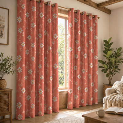 2 pièces de rideaux bloquant le soleil avec motif marguerite, style floral rétro, joli thème pastoral, blocage de la lumière écoénergétique et isolation thermique pour le décor du salon