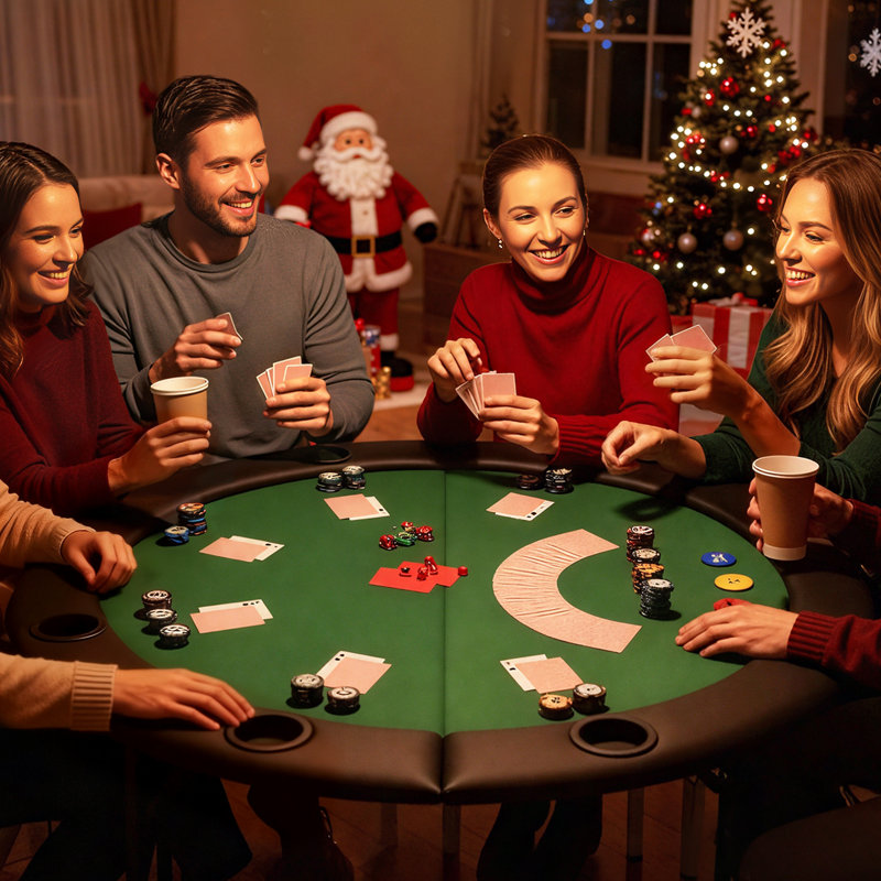 Table de poker ronde à 8 joueurs 47,2 po, table de jeu à domicile avec porte-gobelets