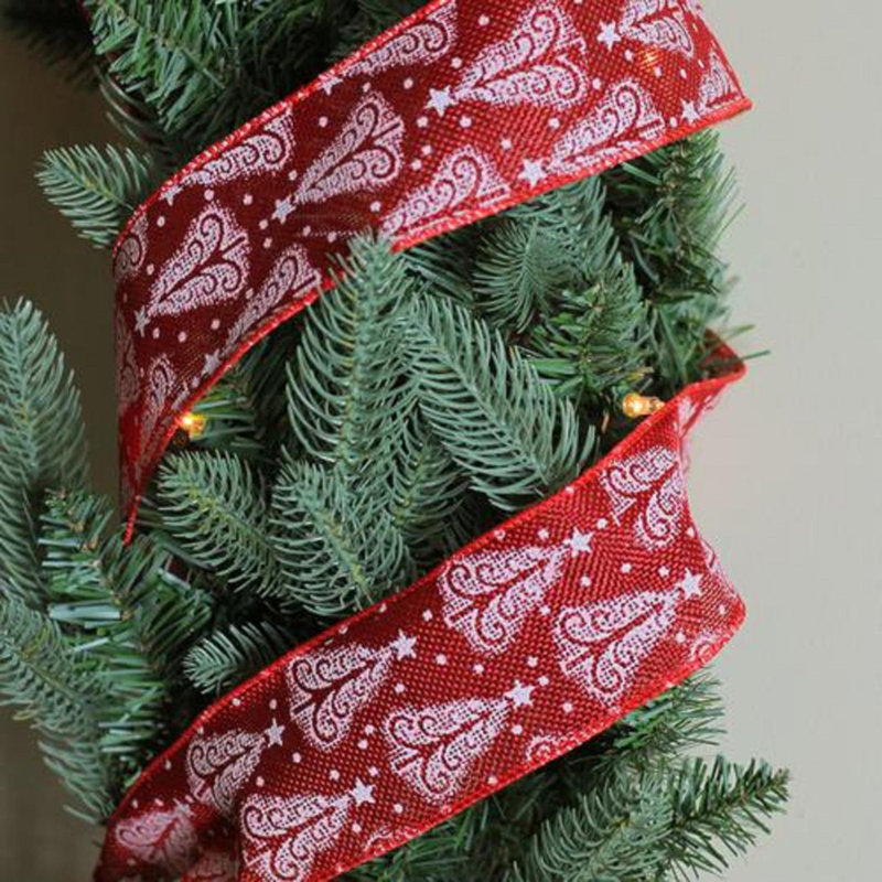 Ruban rouge et or scintillant de Noël avec fils 2,5 po x 10 pi