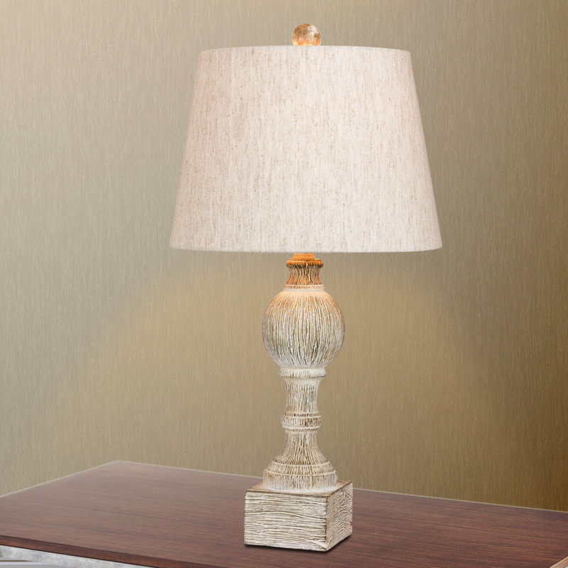 Roxann Resin Table Lamp, Beige, White