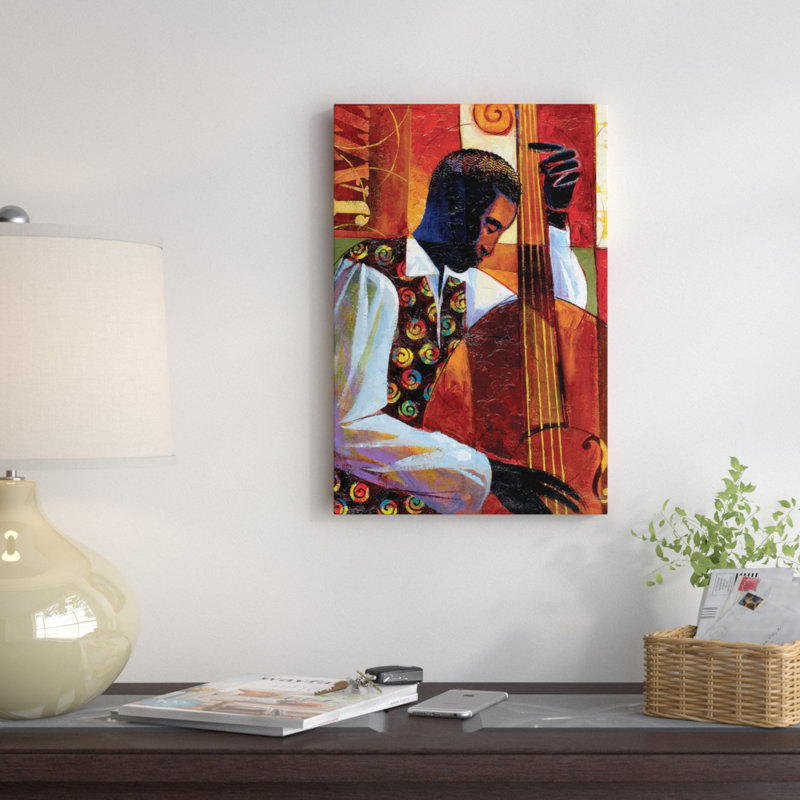 « jazz », reproduction sur toile, H 12 po x l 8 po x P 0,75 po, Toile tendue, Pas de tapis
