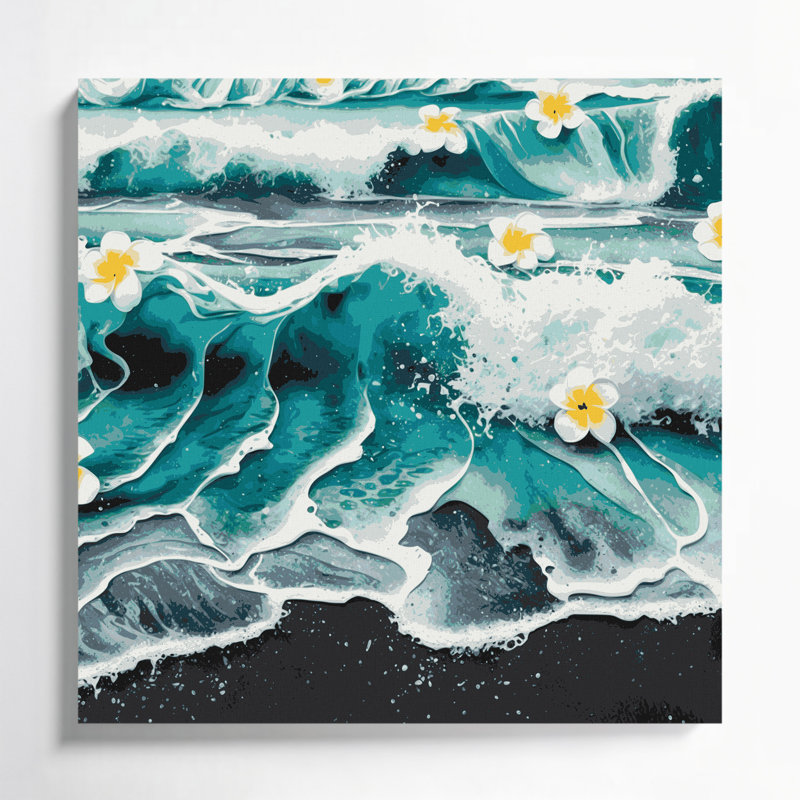 «Hawaiian Beach Foam», art mural sur toile verte, H 8 po x l 8 po