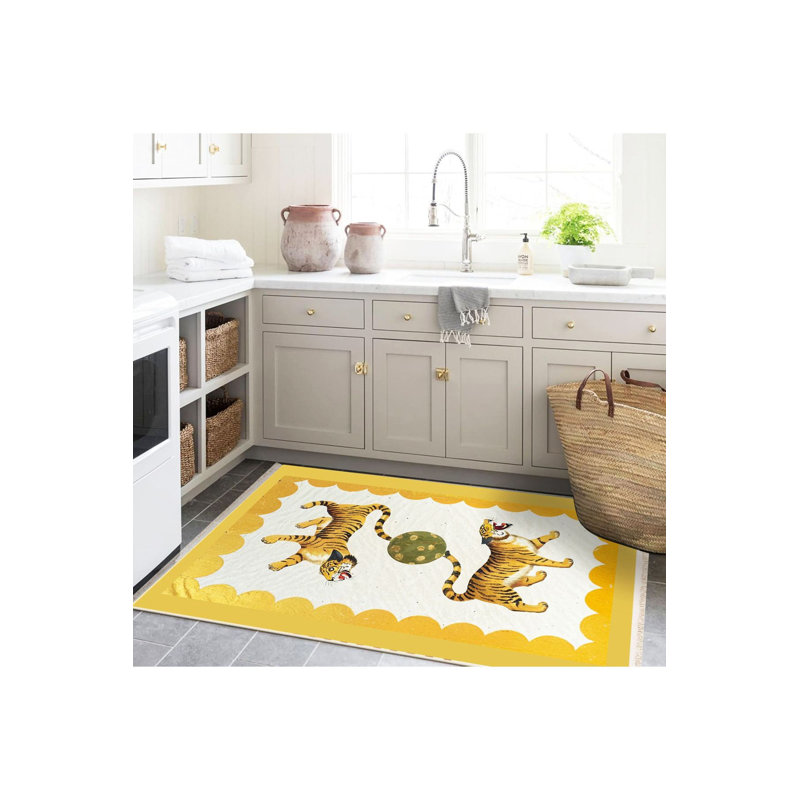 Tapis décoratif lavable à la machine moderne Rio, Sous-tapis rectangulaire de 3 pi 3 po x 4 pi 11 po
