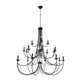Lustre classique à 20 lumières de style bougie avec accents en fer forgé Estelle (47,2 po) Estelle