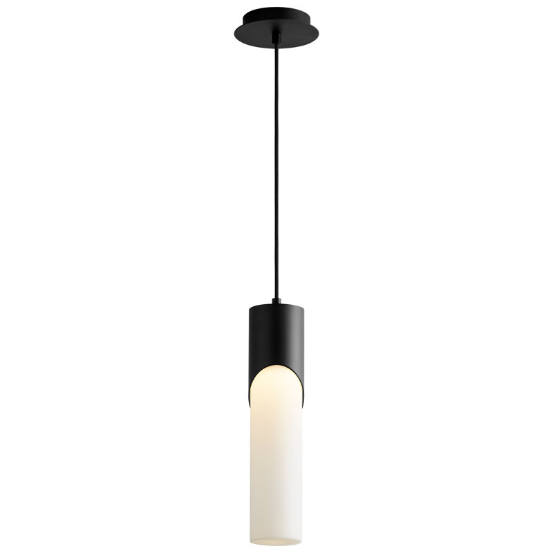 Luminaire suspendu cylindrique à 1 lumière DEL Gatha, Noir, H 16,5 po x l 3,5 po x P 3,5 po