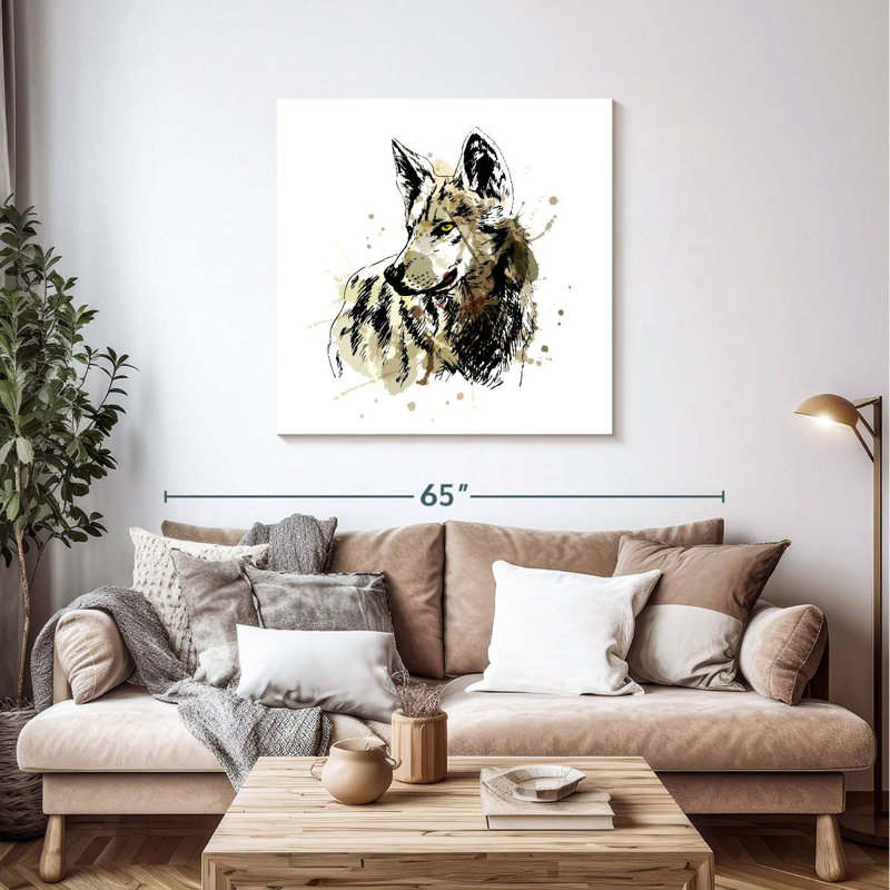 Crowle Grunge Alpha Wolf, 39" H x 39" W