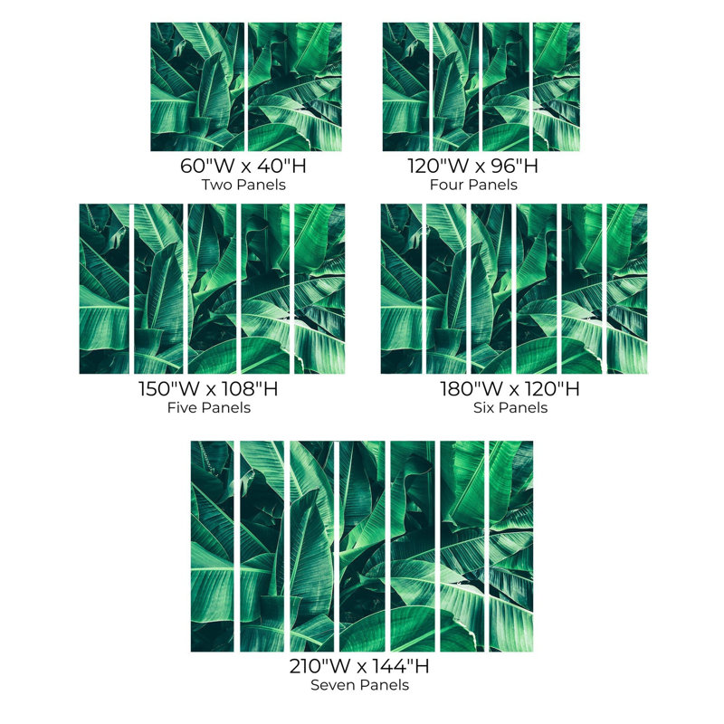 Premium Wallpaper Wall Mural - Tropical Leaves, 96" L x 120" W