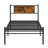 Twin Xl Size Metal Bedframe,Headboard With Wood Panel Decoration,Black