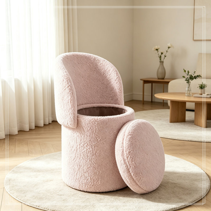 Fauteuil demi-tonneau avec rangement à plateau rabattable, Pink