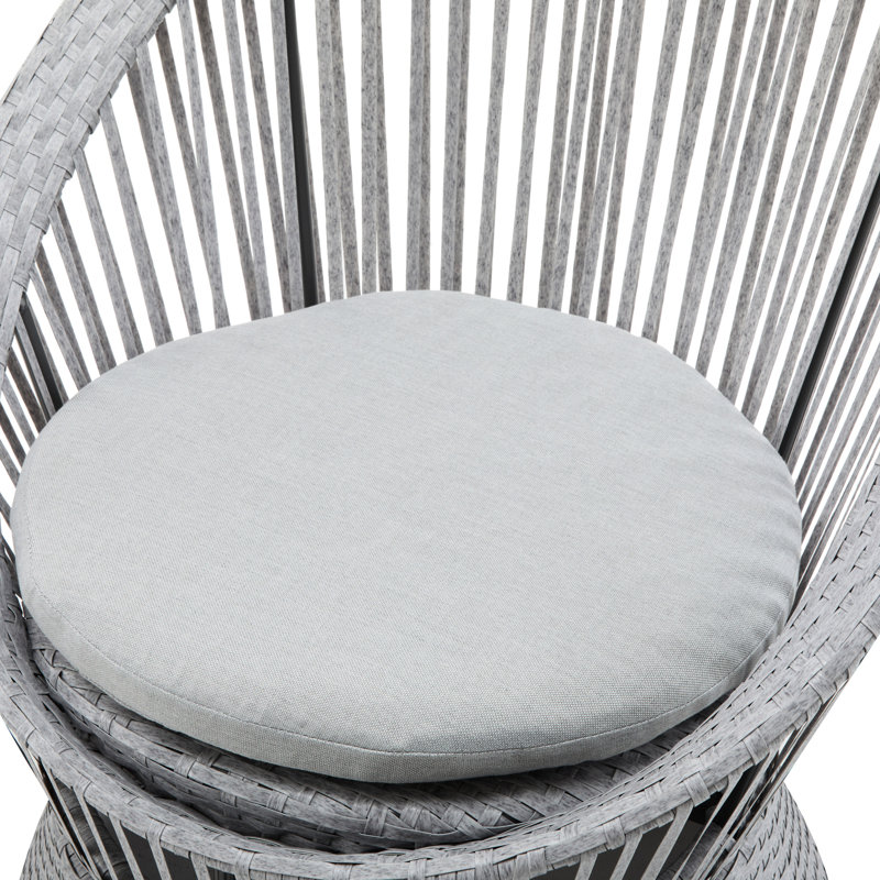 Fauteuil argenté gris avec base en fer, polyvalent pour l'intérieur et l'extérieur Hauteur, intérieur spacieux