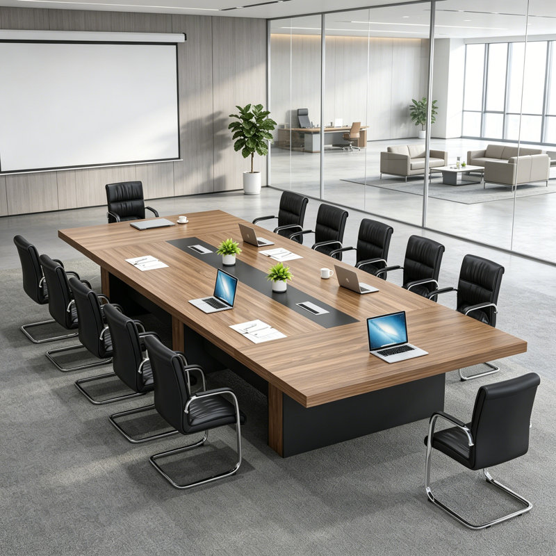Table de conférence Searfoss, Chêne, 29.53" H x 137.8" L x 59.06" D