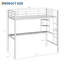 Lit mezzanine simple avec bureau et tablettes de rangement, lit mezzanine en métal robuste avec support à lattes en acier et échelle