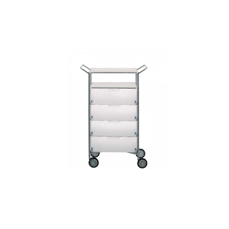 26.38" Mobil, Translucent Ice, 4 Drawers with Open Shelf and Wheels