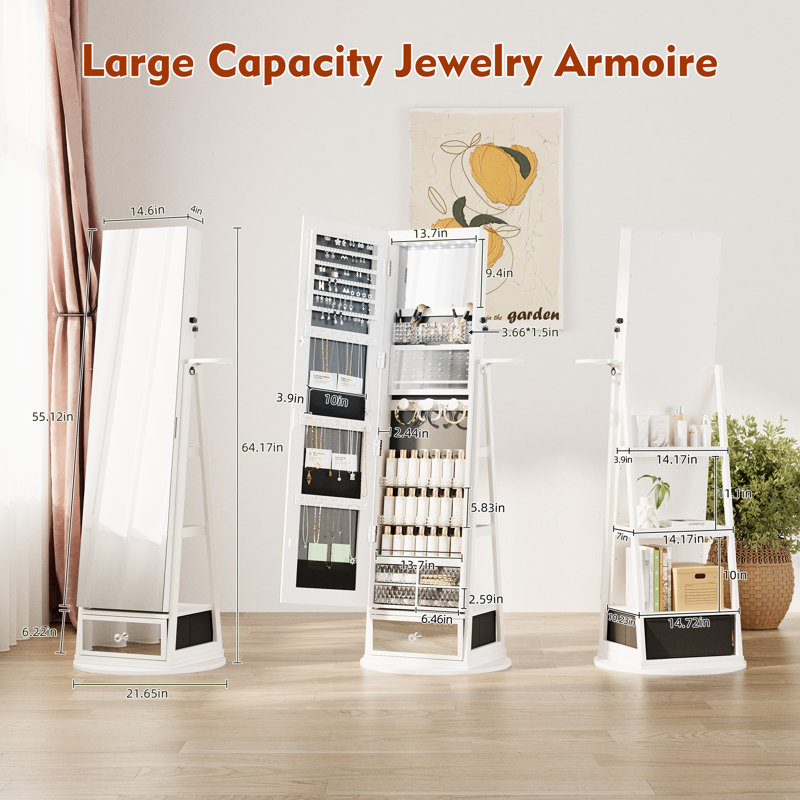 Armoire à bijoux debout, Blanc
