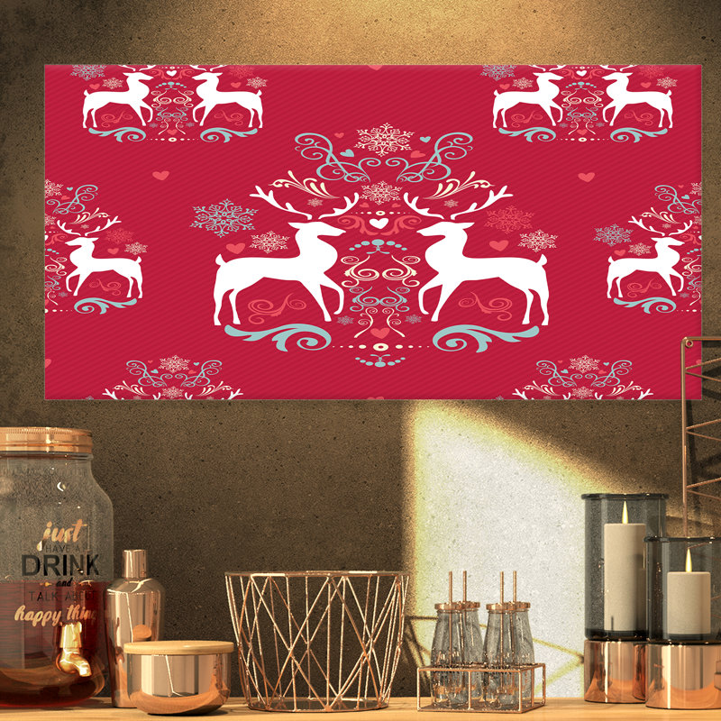 « jolie renne de motif de noël avec flocons de cristal », impression, H 16 po x l 32 po x P 1 po