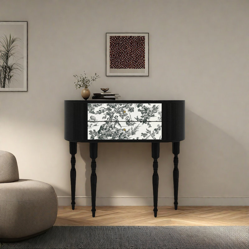 Console rétro avec 2 tiroirs, H 35,43 po x l 39,37 po x P 11,81 po