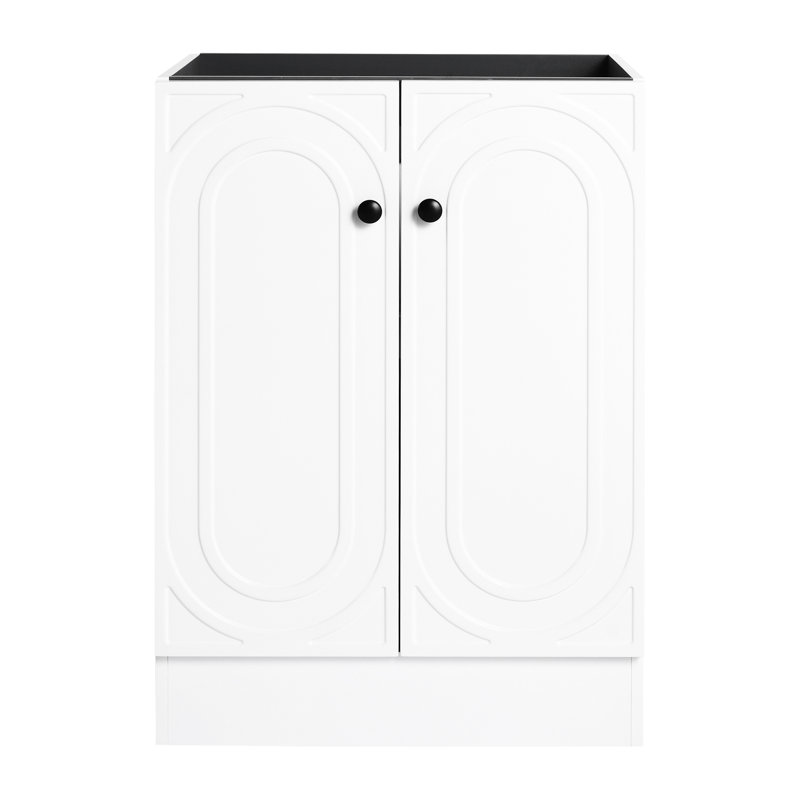 Rangement autoportant pour salle de bain 24 po - Contreplaqué blanc, portes à fermeture douce, support de lavabo moderne