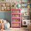 Armoire de rangement pliante à 4 niveaux de 20 po de largeur avec roulettes et bac de rangement pliable en plastique avec portes magnétiques (noir / noir rétro / brun rétro / bleu-rose)-1964355349