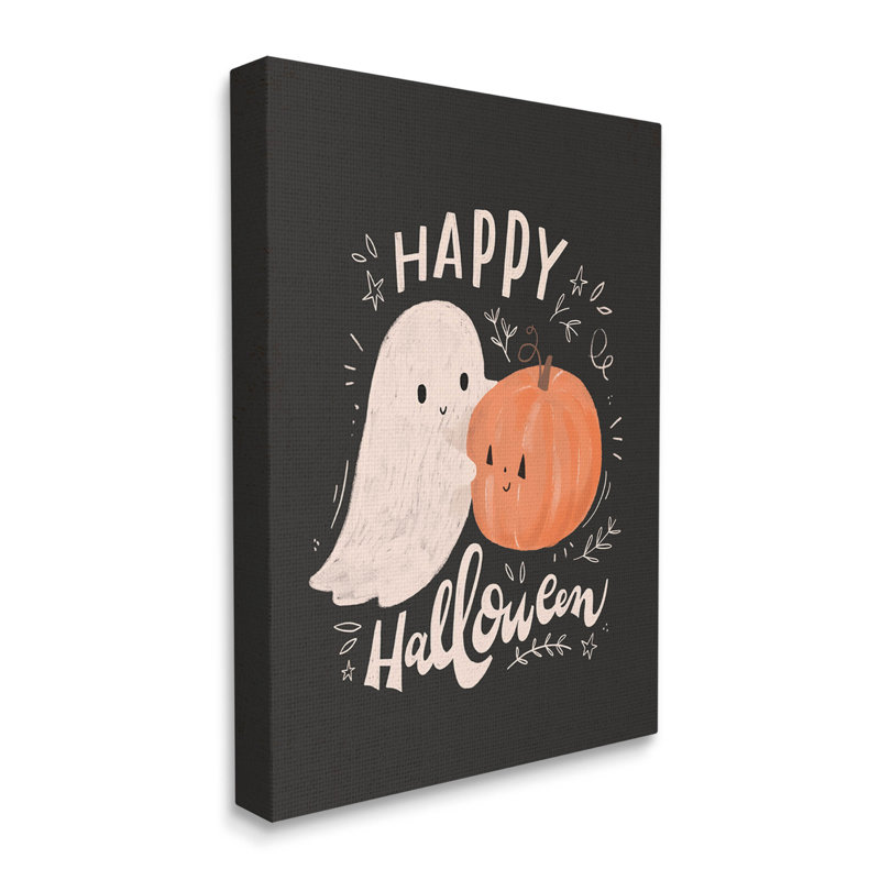Joyeux Halloween, fantôme souriant citrouille par Loni Harris, H 20 po x l 16 po x P 1,5 po