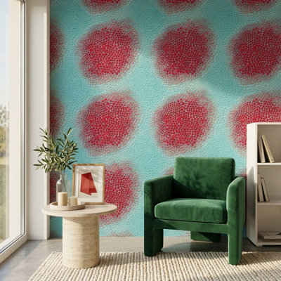 Papier peint abstrait bleu sarcelle avec décoration murale amovible