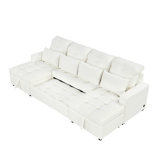 U-shaped Upholstered Sectional Sleeper Sofa Bed With 2 Storage Chaises, 4 Pillows And Usb Ports