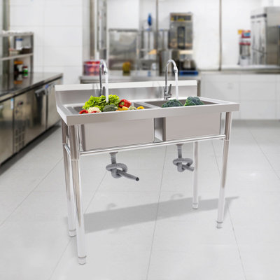 39.3" L x 23.6" W Free Standing Bar Sink with 2 Faucets