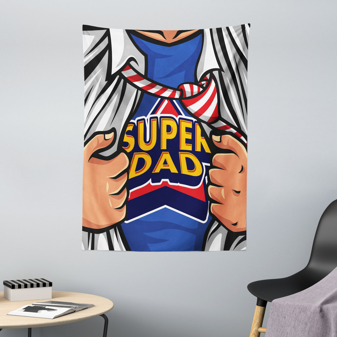 Wandteppich, Fun Super Dad T-Shirt, Vatertag, Cobalt Blue Mehrfarbig