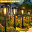 Paquet de 12 lumières de sentier solaires d'extérieur - Allumage / extinction automatique Dusk To Dawn, éclairage blanc chaud de 15 heures et plus, lumières de jardin imperméables pour la cour, la promenade, le patio et la pelouse