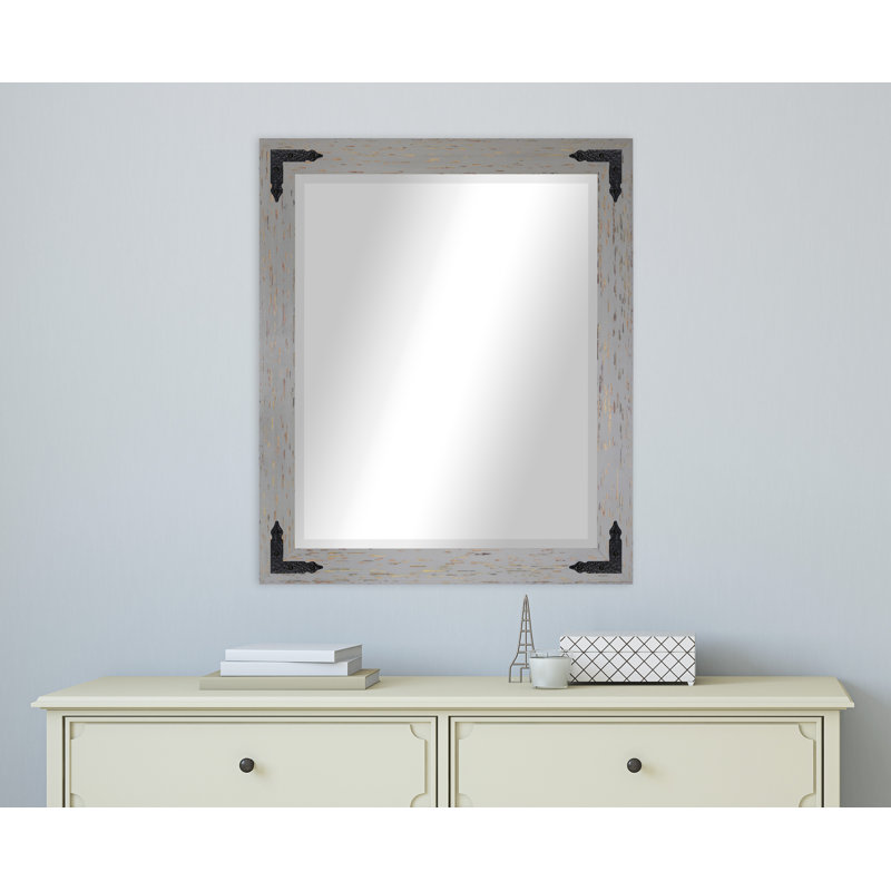 Tuohy Solid Wood Flat Wall Mirror, 37"  x 33" , Gray/Red