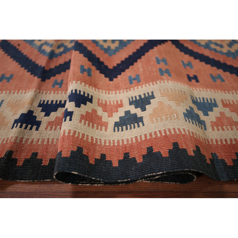 Pink Geometric Wool Kilim  Rug 3x5