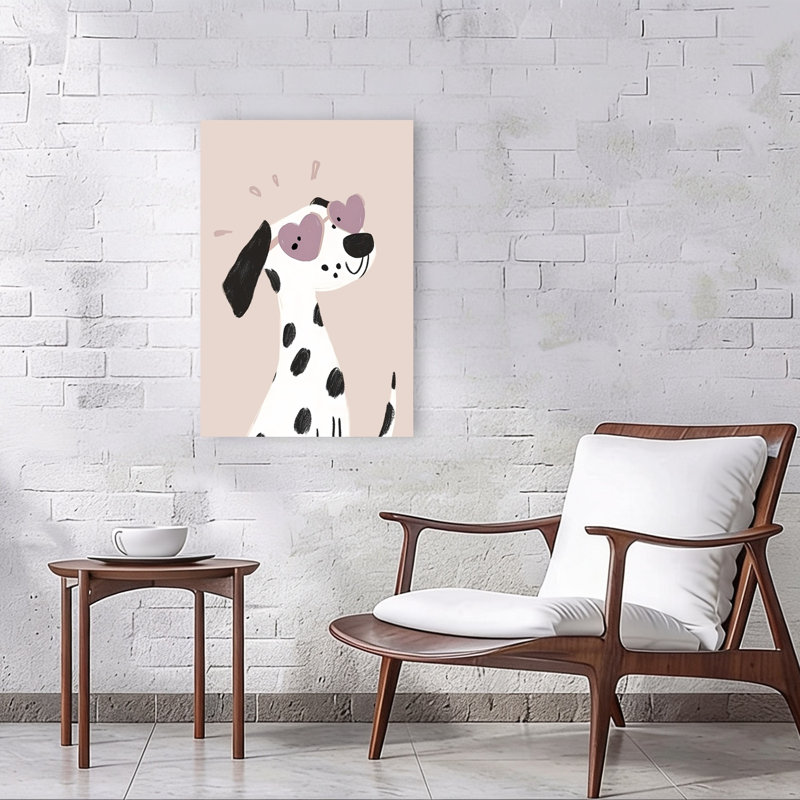 Cool Dalmatian Hearts Playful Contemporary Dog Portrait Wall Art Print by Mathieu - Wrapped Canvas Print