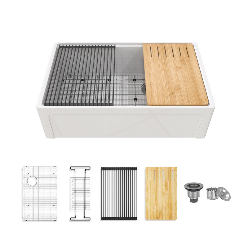 Évier de cuisine à simple cuve en argile réfractaire de 33 po de style casain de Casainc