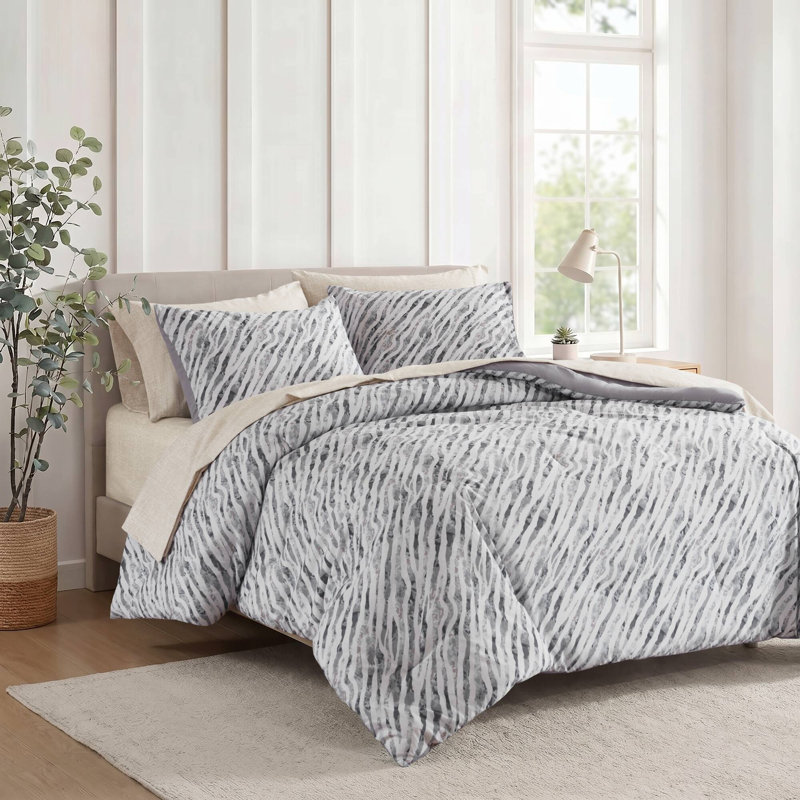 Ensemble d'édredon 5 pièces avec ensemble de draps Nixon, Twin Extra Long, Grey