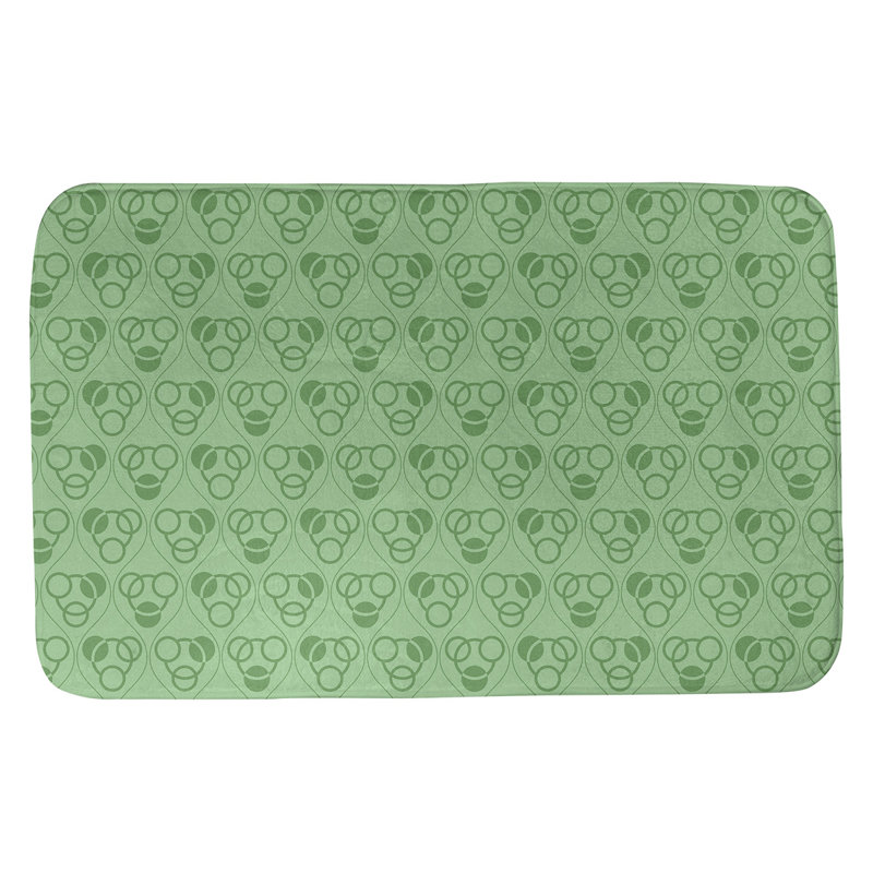 Tapis de bain géométrique rectangulaire antidérapant Circles Waves, l 21 po x L 34 po, Vert