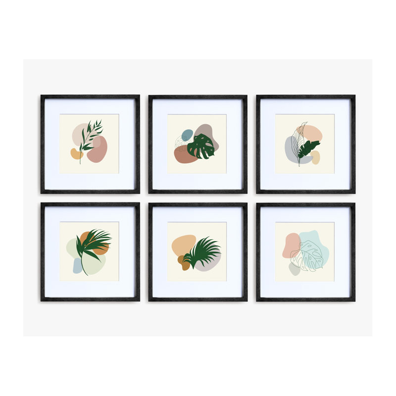 Naperon Black None Picture Frame - Set of 6 with Mat