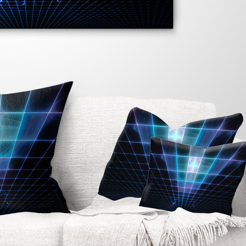 Laser Protective Grids - Abstract Printed Pillow, Blue